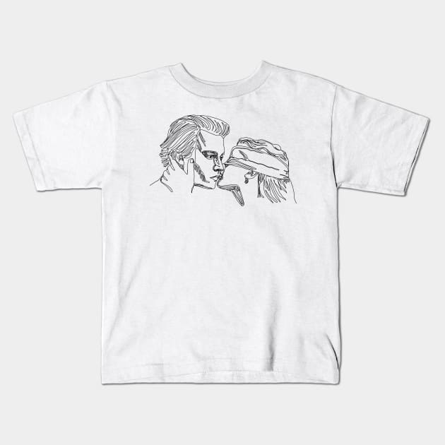 Love in Sleepy Hollow, line art Kids T-Shirt by ArtInPi